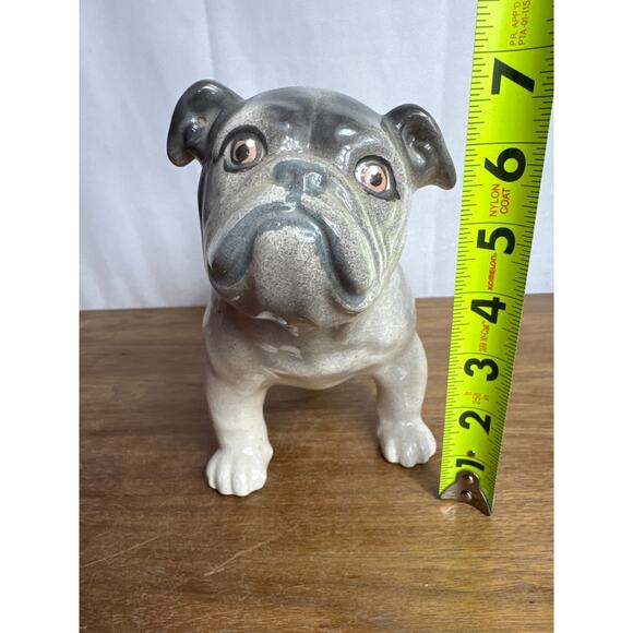 Vintage Bulldog Figurine 11" x 7" Painted Porcelain White Gray Dog Standing GUC - Picture 4 of 10